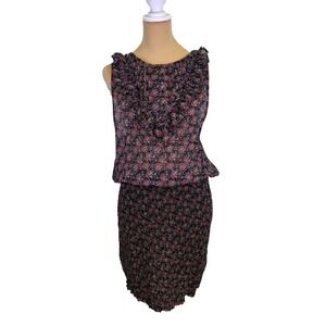 Free People I'm Your Favorite Mini Dress Size L‎ Plum Floral Smocked Blouson